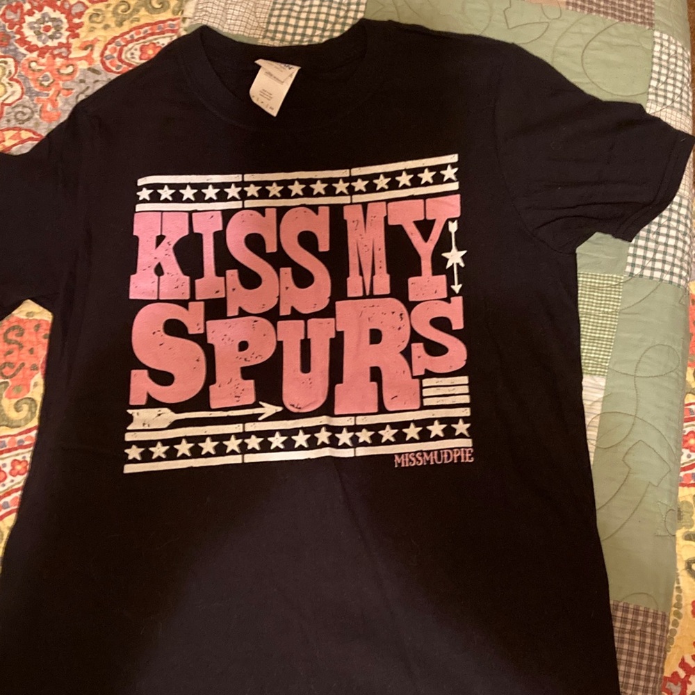 Kiss My Spurs Black T Shirt S New